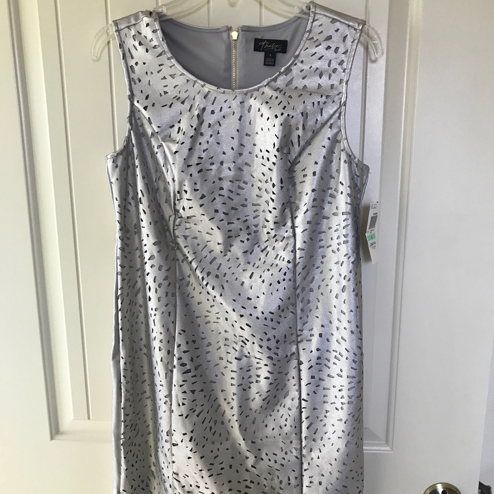 Thalia Sodi Faux Leather Metallic Shift Dress